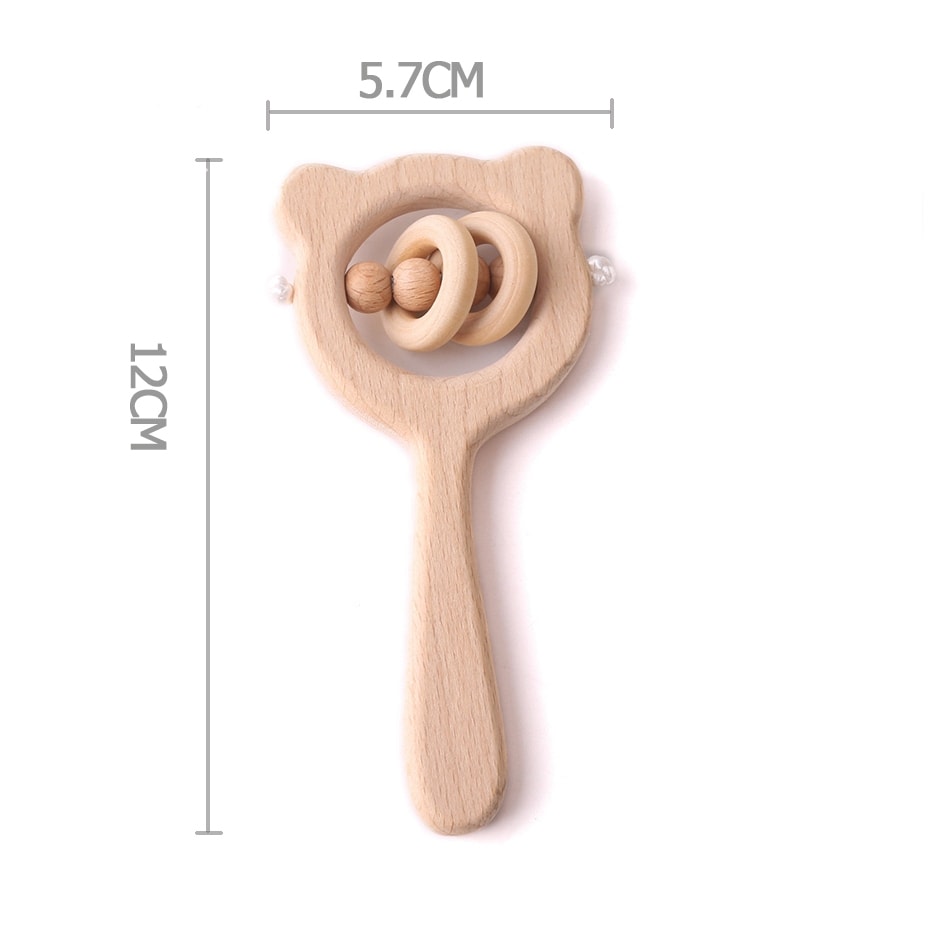 Wooden Bear Hand Ring Baby Toy